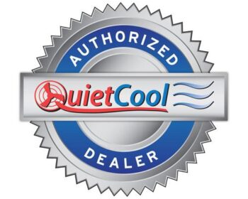 A silver seal that says authorized dealer quiet cool.